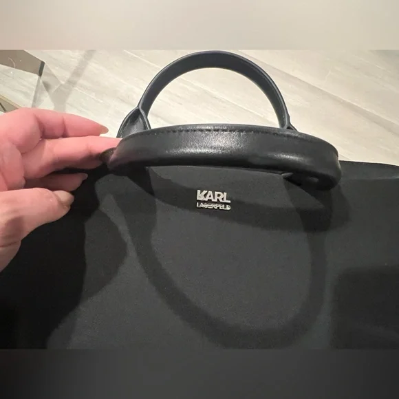 New Karl Lagerfeld Ikonik Laptop Case Briefcase Black - Picture 12 of 13